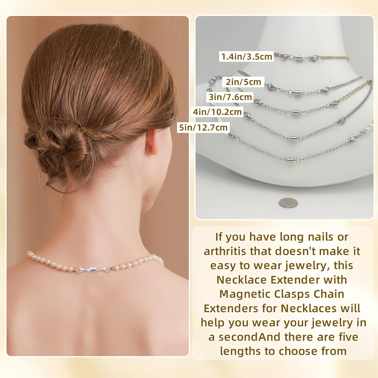 MKCYD Necklace Extender with Magnetic Clasps, Gold and Silver Magnetic Necklace Clasps and Closures with Necklace Extenders for Women - Image 5