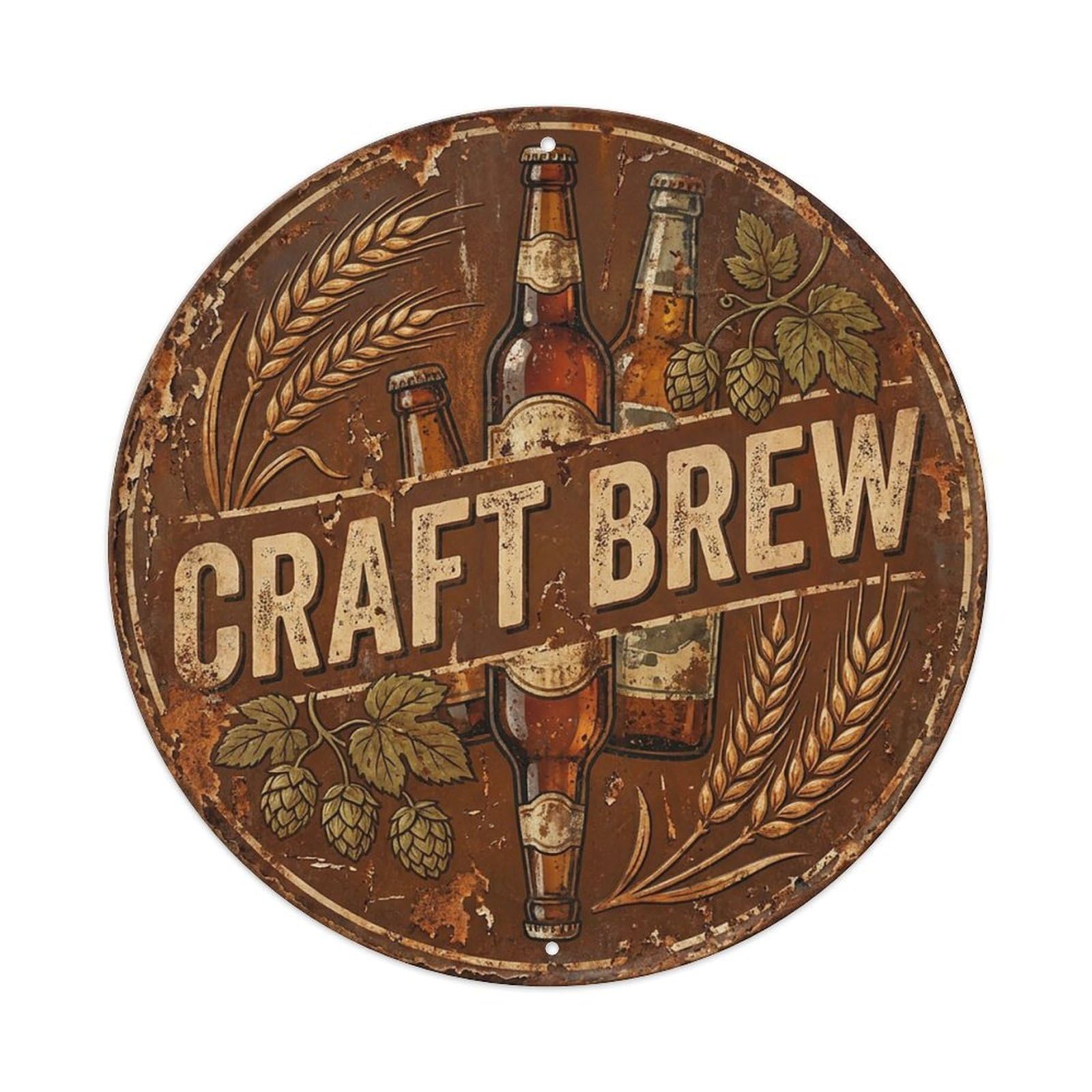 Vintage Beer Drinkware Craft Brew Retro Bar for Pub Vintage Metal Tin Sign Plaque Wall Decor for Cafe, Club Bar, Office, Garden Metal Poster 8x8Inch