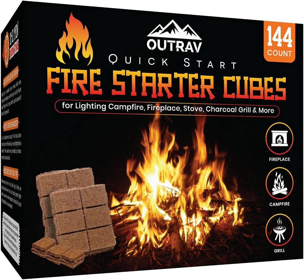 Fire Starter Cubes, 144ct Charcoal Firestarter Squares for