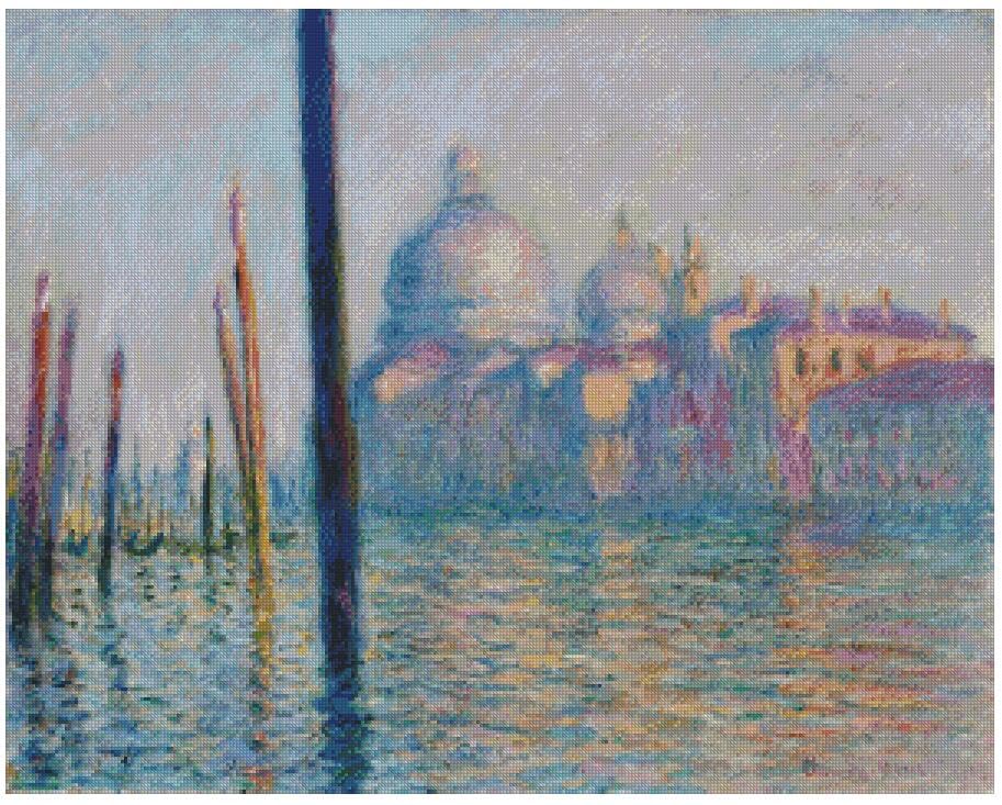 Kit broderie point de croix Venise Monet en coton 14 fils 54x38cm