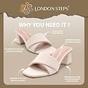 LONDON STEPS Women's Block Heel Slides Sandals | Fashion Open Toe Slip-On Heels | Comfortable Party & Casual Wear Mule Sandals for Women gallery image