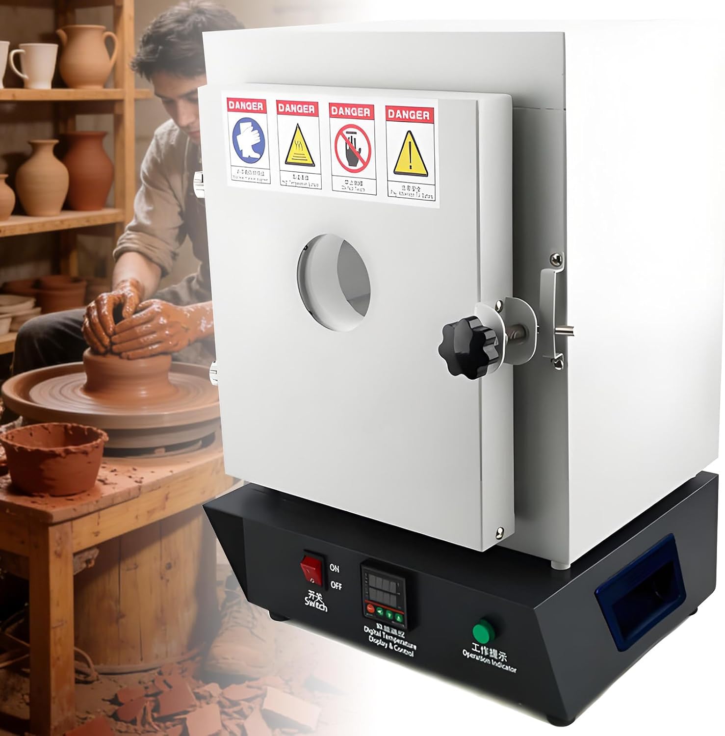 1750W Electric Burnout Oven Kiln,Electric Kiln Furnace 1150℃ Metal Melting Furnace,15×15×20cm Inner Chamber,Lab Enclosed Muffle Furnaces for Jewelry/Plaster Processing