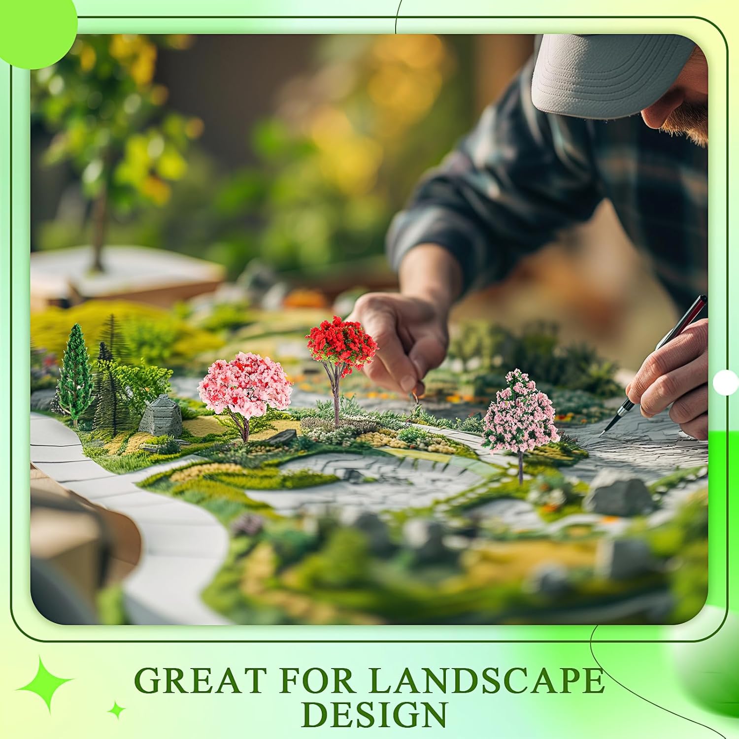 28 Pcs Miniature Model Trees for Diorama Mixed Mini Tiny Fake Plastic Fall Trees with 40g Green Faux Moss Decor for Villages, Craft, Model Scenery Accessories DIY Projects Landscape Fairy - Image 5