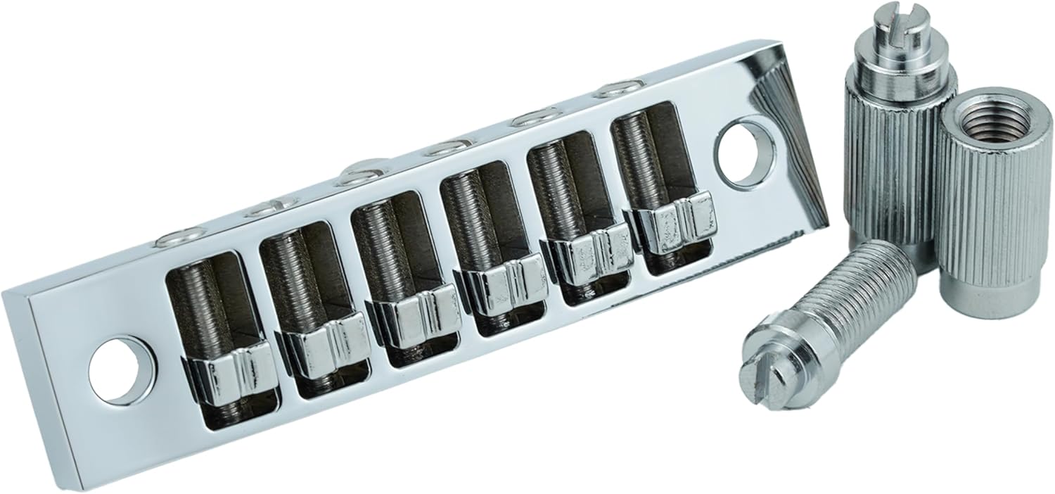 Guyker Guitar Tune-o-matic Bridge, Zinc Alloy Harmonica Bridge with String Space 10.3mm Replacement Part for Electric Guitars(GM013, Chrome)