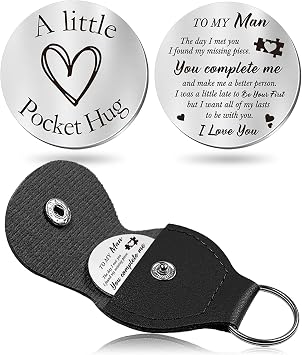 CINDYHE Pocket Hug Token keychain for Men Women Him HerTo My Man