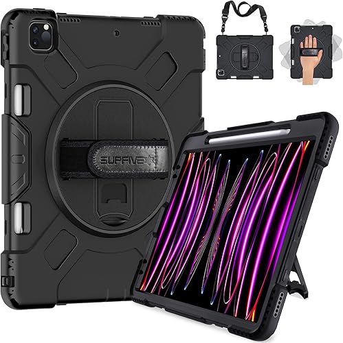 SUPFIVES Funda para iPad Pro de 12.9 2022 6 generación cubierta de silicona protectora a prueba de golpes de grado militar mejorada para iPad de