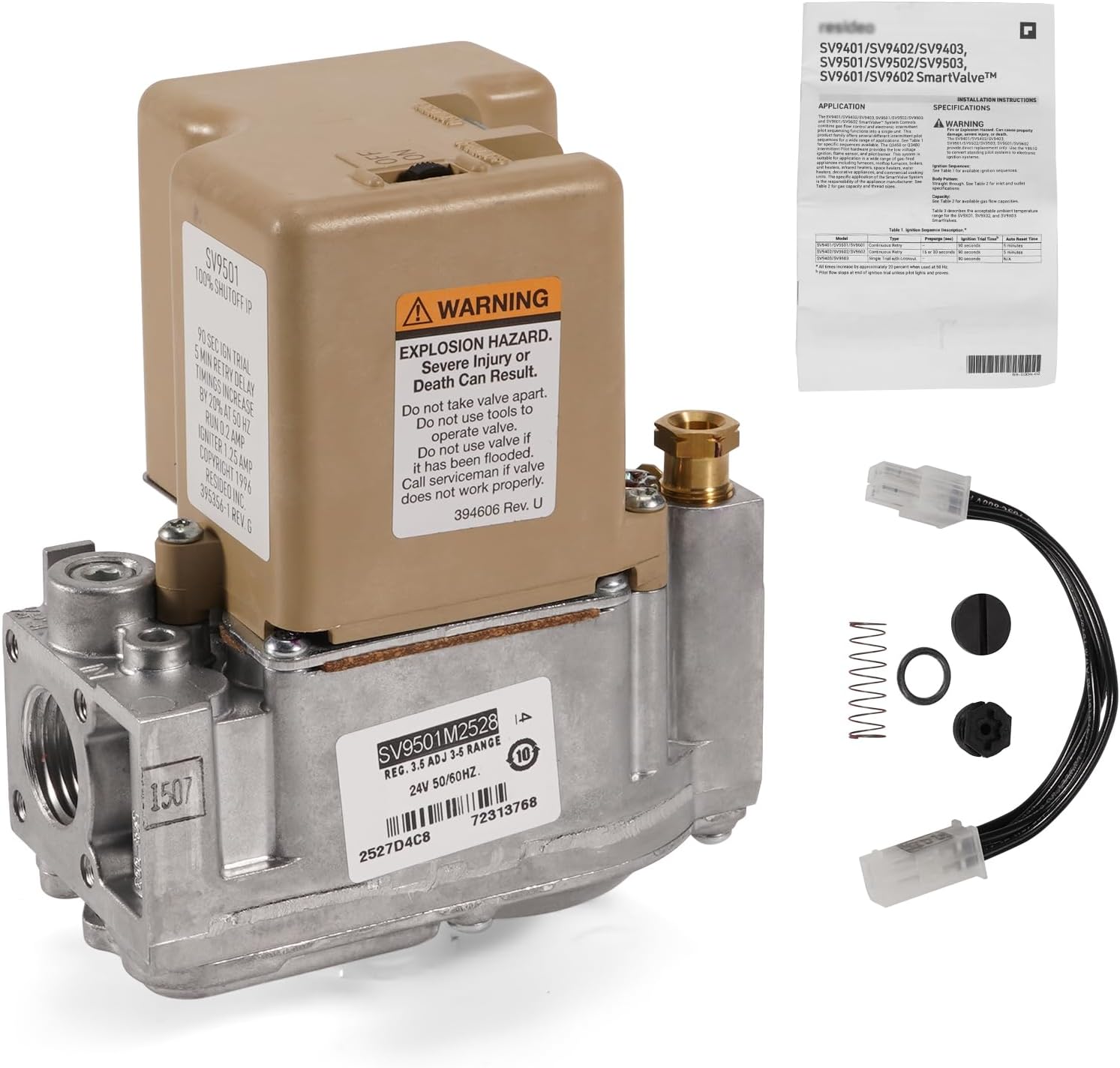 Furnace Smart Gas Valve Replacement for Honeywell SV9501M2528 Intermittent Hot Surface Pilot Ignition, for Residential Boilers and Furnaces, Infrared Heaters and Commercial Cooking Units