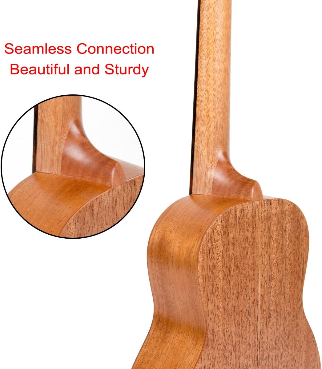 Kmise Concert Ukulele 23 inch Hawaii Guitar Mahogany Carved Cat W/Bag and Tuner