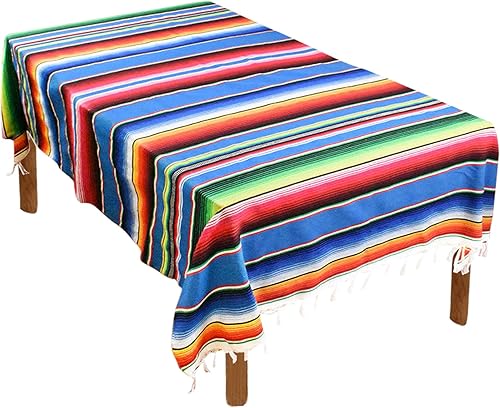 Fowecelt Mantel de serape mexicano de 59 x 84 pulgadas para decoración de fiesta de boda mexicana, mesa de comedor al aire libre, mantel cuadrado