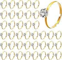 72 Pack Gold Adjustable Fake Diamond Bridal Shower Rings - Wedding Game Props, Party Favors, Cupcake Toppers