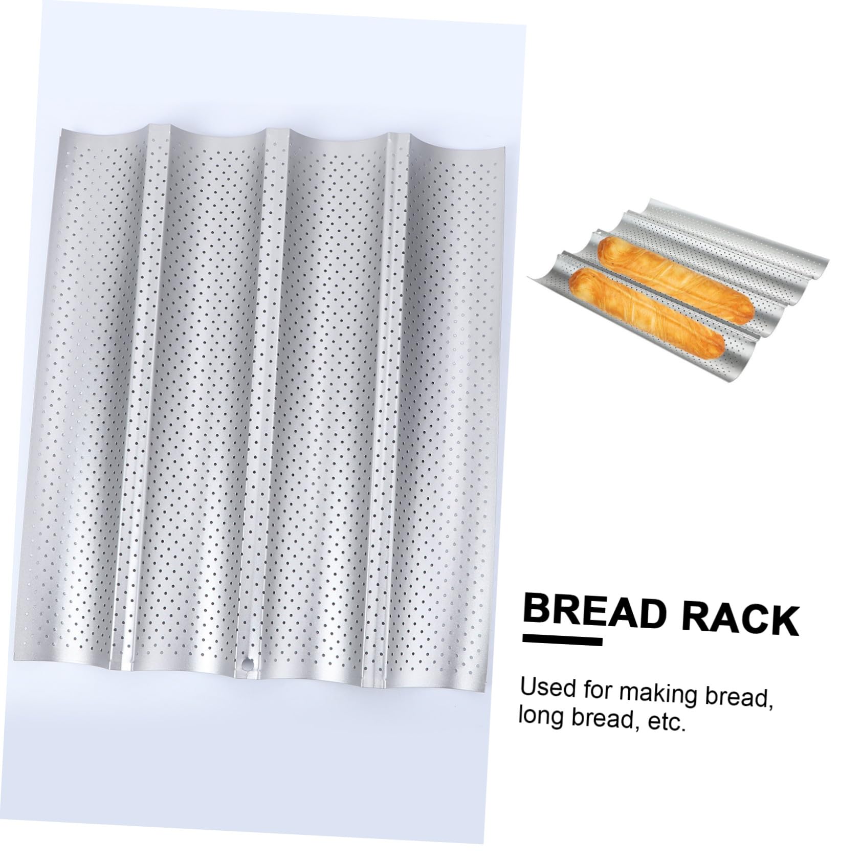 BESTYASH Backblech aus Edelstahl Wellenform Baguette Backform für Französisches Brot Antihaftbeschichtet Backzubehör für Heim und Profi Backen