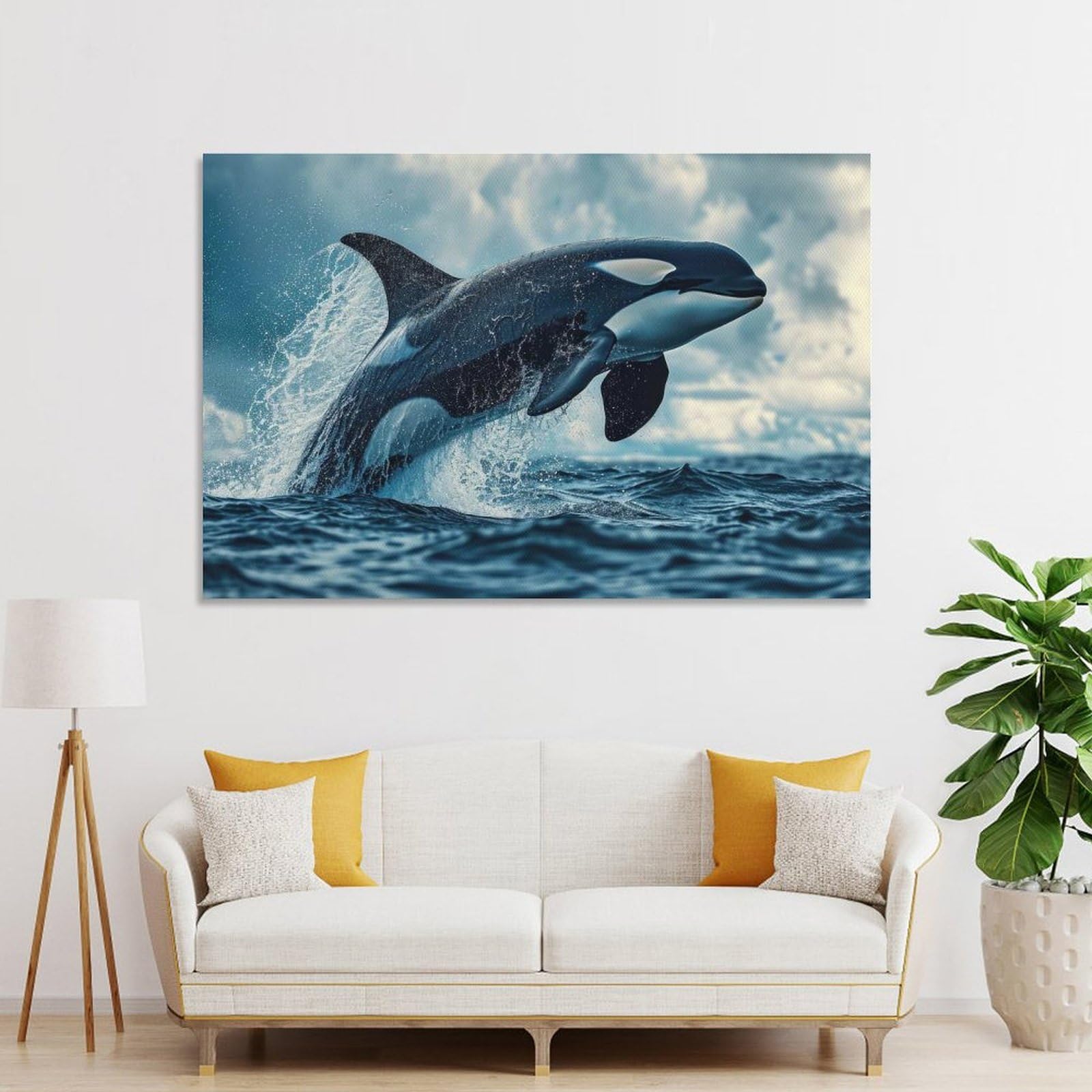 Junmoney Decorative Wall Artwork Orca Whale Killer, 08x12inch(20x30cm), for Corridors, Hallways Or Apartment Entries, Wall Decor to Refresh Empty Corners