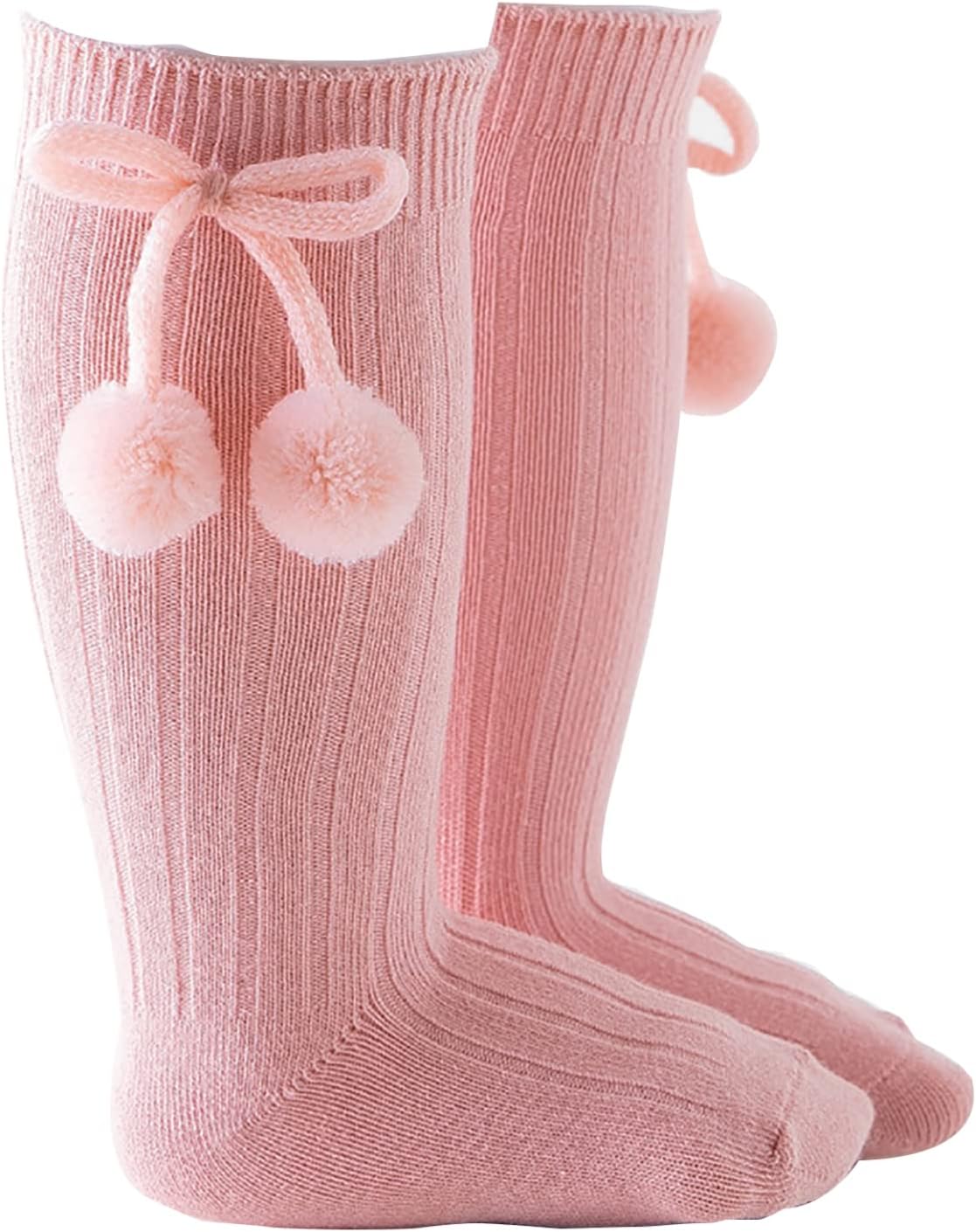 Baby Girls Knee High Socks Uniform Bowknot Stockings Infants Toddlers Cotton Long Socks Pink A 3-12 Months