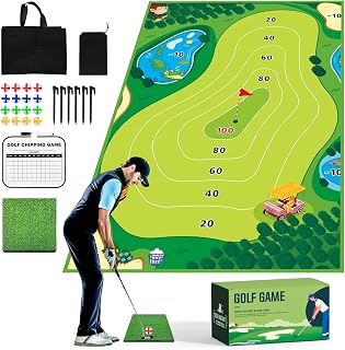Golf Chipping Game Practice Mats Golf Game Training Mat Indoor Outdoor Games for Adults Family Outdoor Play Equipment Stick Chip Golf Set Backyard Game(NO Club Included)