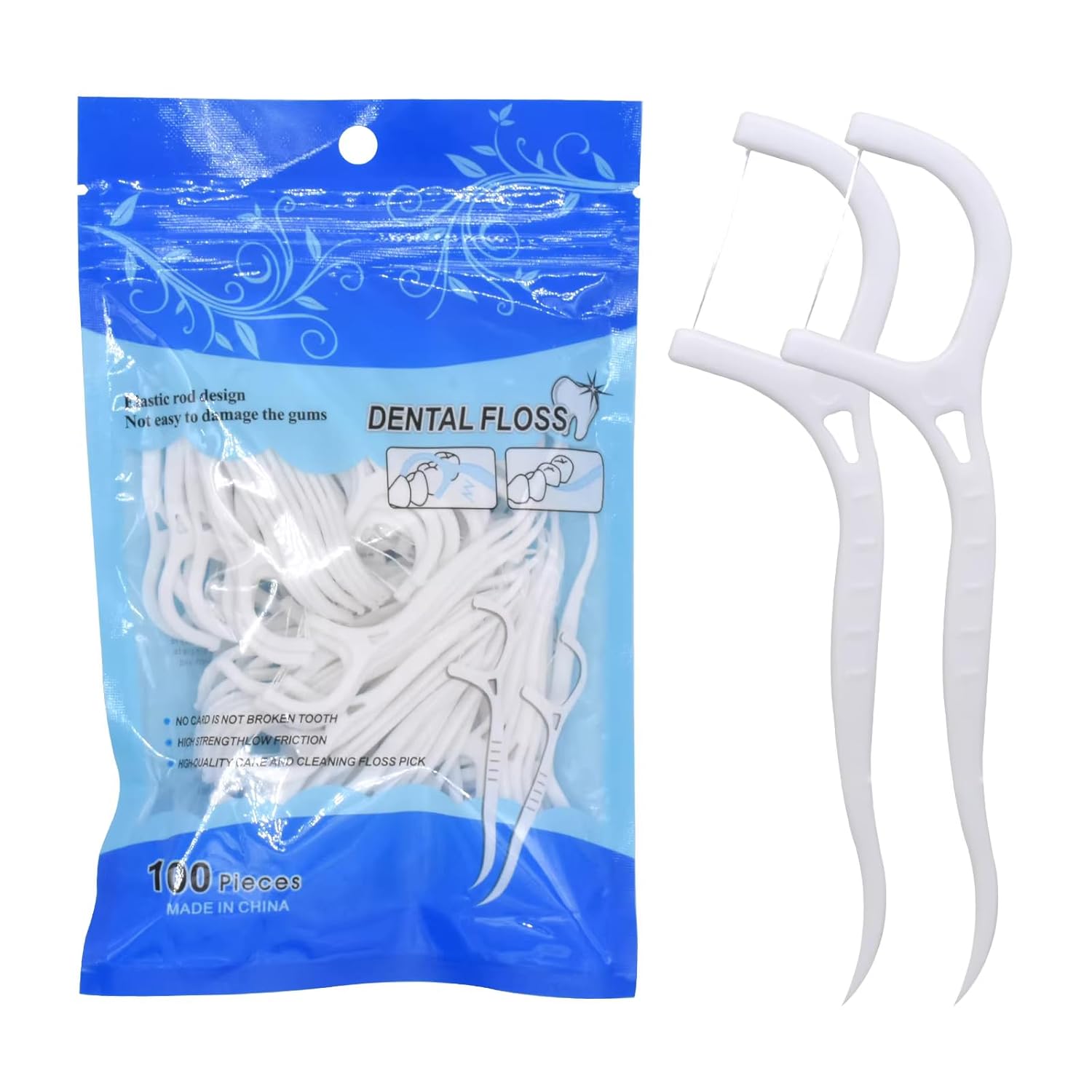 RZJZGZ 100Pcs Deep Clean Floss Cool Mint Floss Threaders for Braces