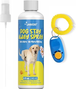 House Training Support Spray for Dogs with Clicker, 8 Fl Oz | Water-based blend with neem oil and apple bittering agent supports consistent training across everyday routines.