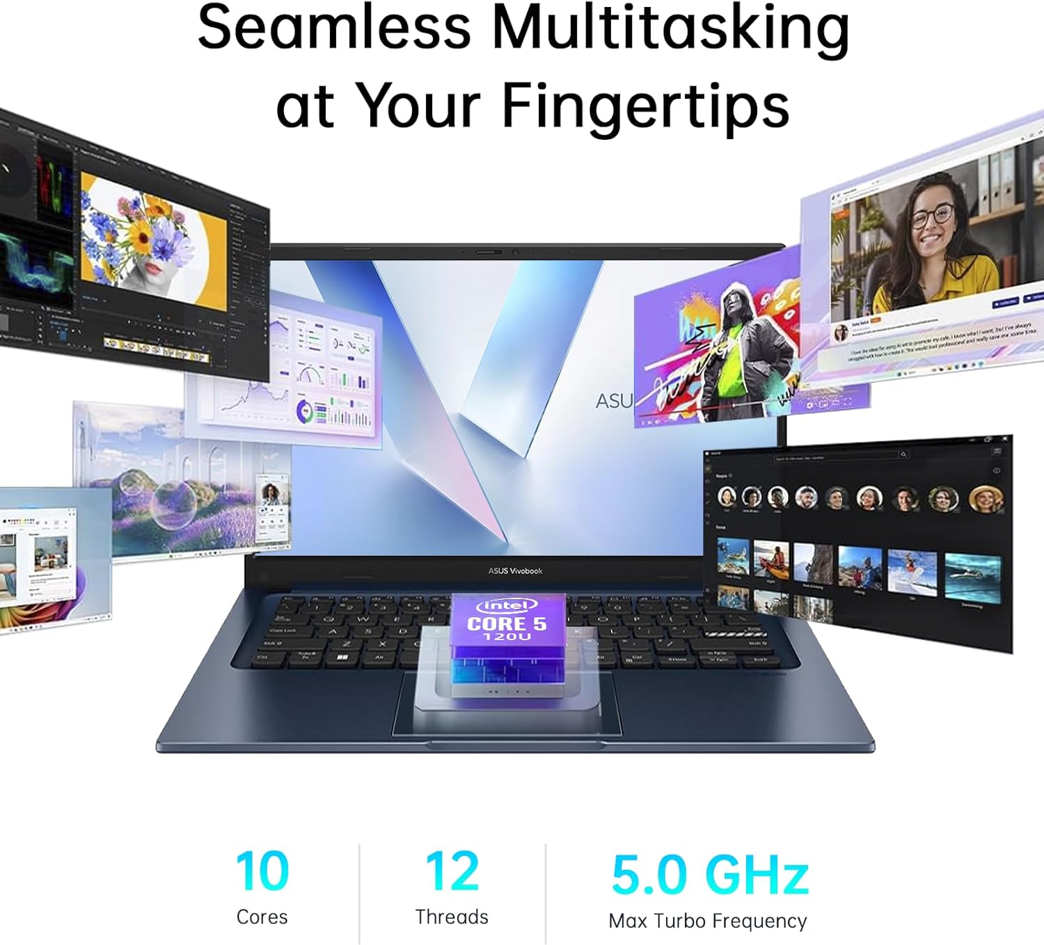 ASUS Vivobook 14 Laptop, Intel Core i5 120U, FHD LED Display, 16GB RAM 2TB SSD, with Lifetime MS Office 2021, NumberPad, Win 11 Pro, Lightweight Laptop for Business Student Home