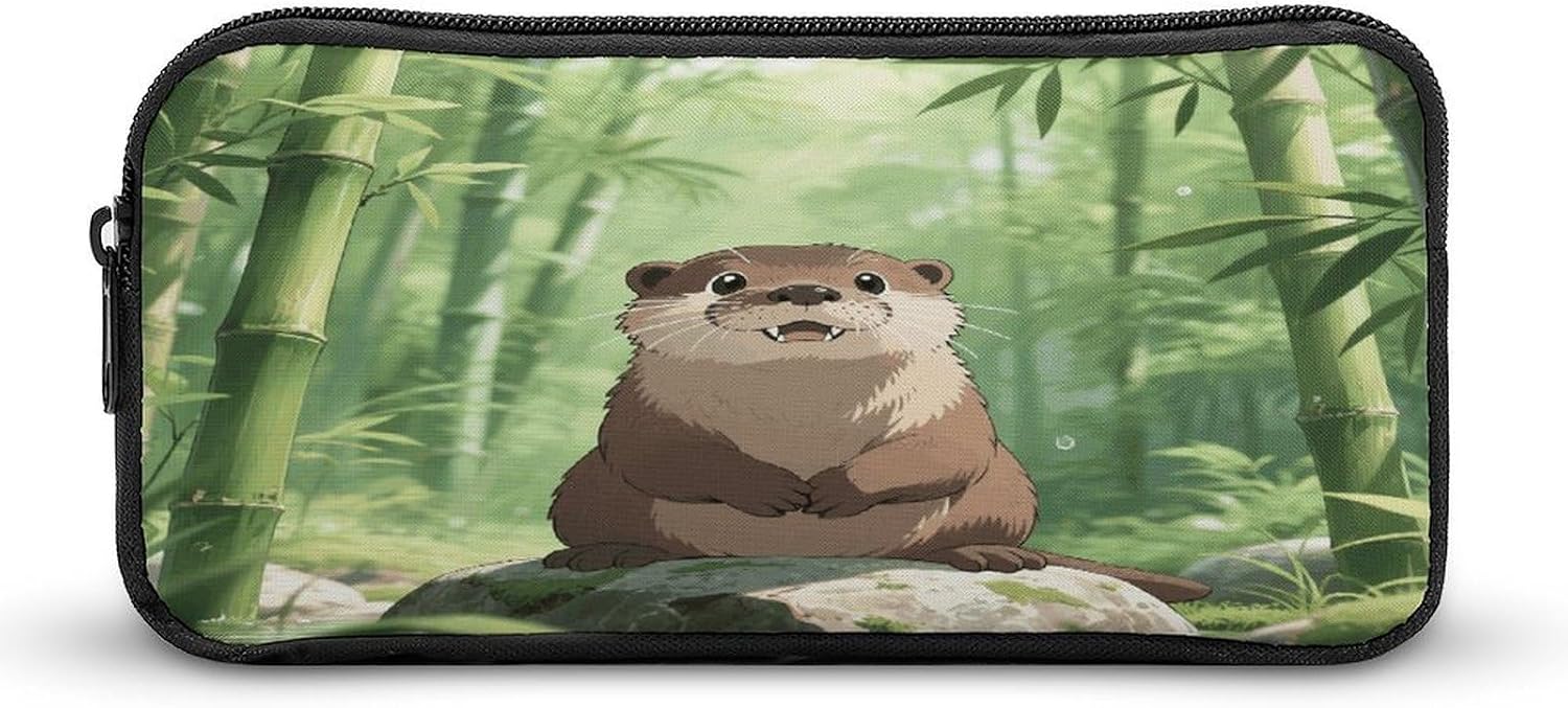 Cute Otter Large Pencil Case Pouch Big Capacity for Office