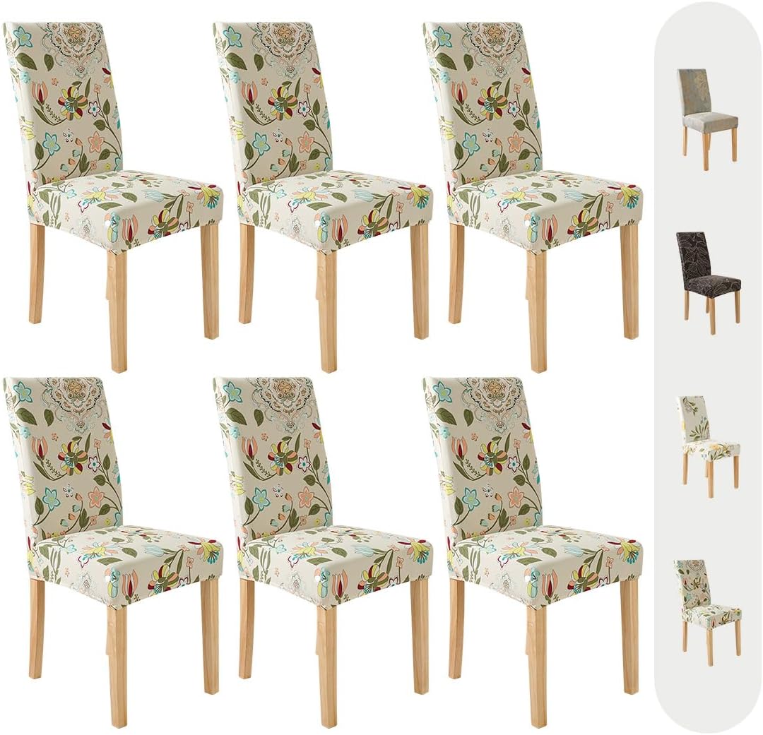 Secgo Chair Covers for Dining Room 6 Pack, Stretch Dining Chair Cover, Washable Spandex Kitchen Parsons Chair Slipcovers, Blue Chair Covers for Home or Party