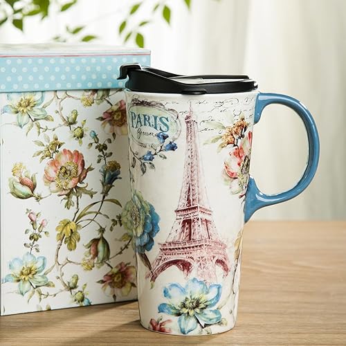 Miniatura 3 de Topadorn Tazas de viaje de cerámica de 17 onzas y taza de café con tapa sellada y caja de color
