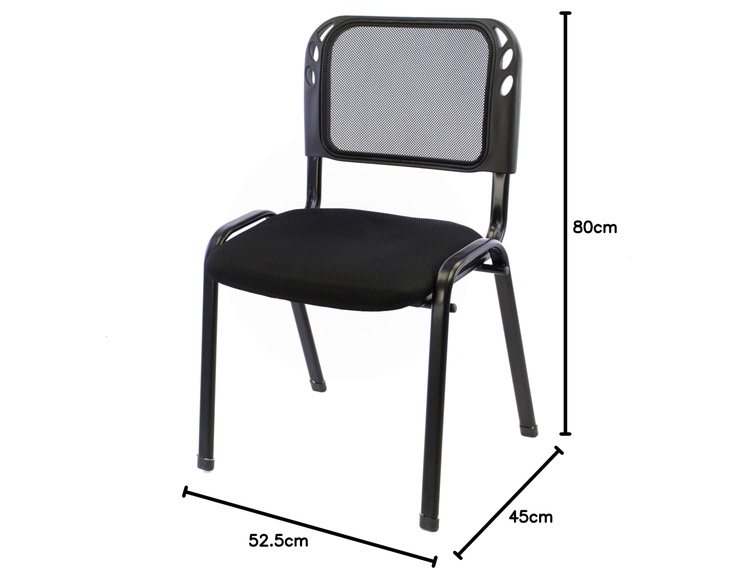 Nexos Trading Bürostuhl 8er Set Konferenzstuhl Besucherstuhl schwarz gepolsterte Sitzfläche stapelbar 52,5 x 45 x 80 cm Stapelstuhl Metallrahmen schwarz