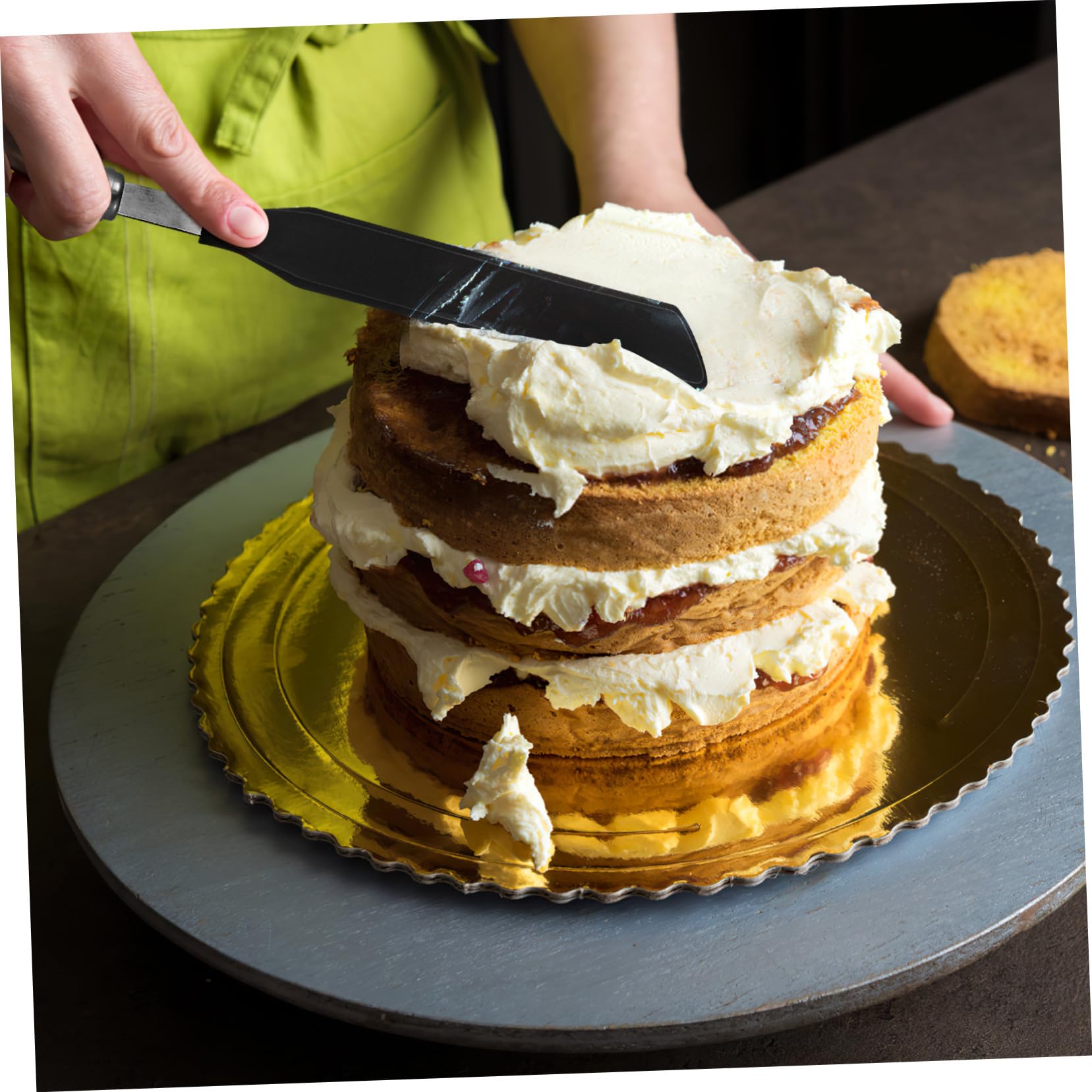 Espátulas para Repostería y Crepes Acero Inoxidable Raspador de Crema y Espátula para Pancakes Herramientas de Cocina Ergonómicas y Duraderas para Hornear Casa y Profesionales