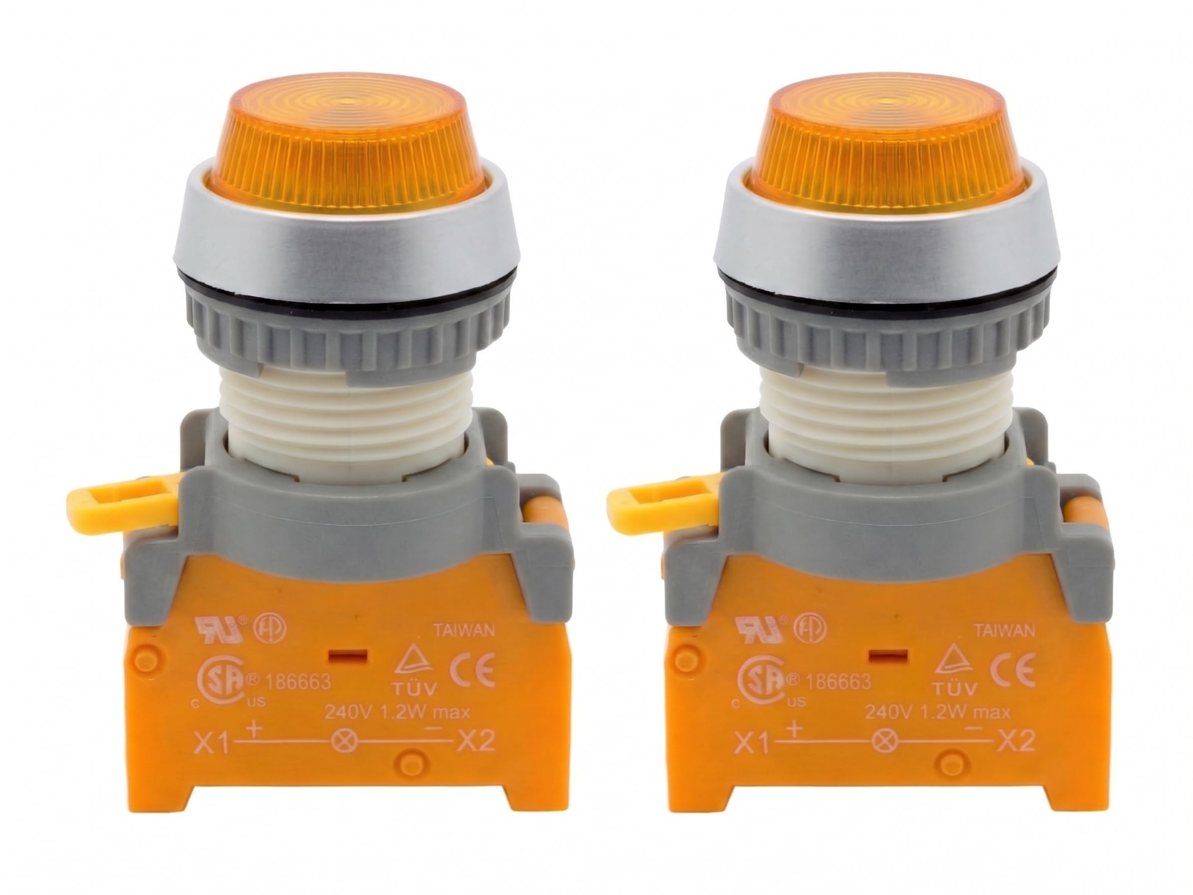Alpinetech PLN-22A Amber 22mm 120V AC/DC LED Pilot Panel Indicator