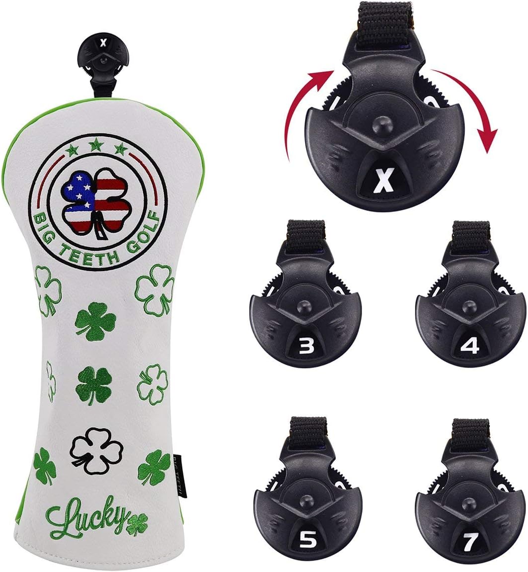 Golf Head Covers Driver Fairway UT Cover Putter Iron Cover Golf Club Protector Lucky Clover