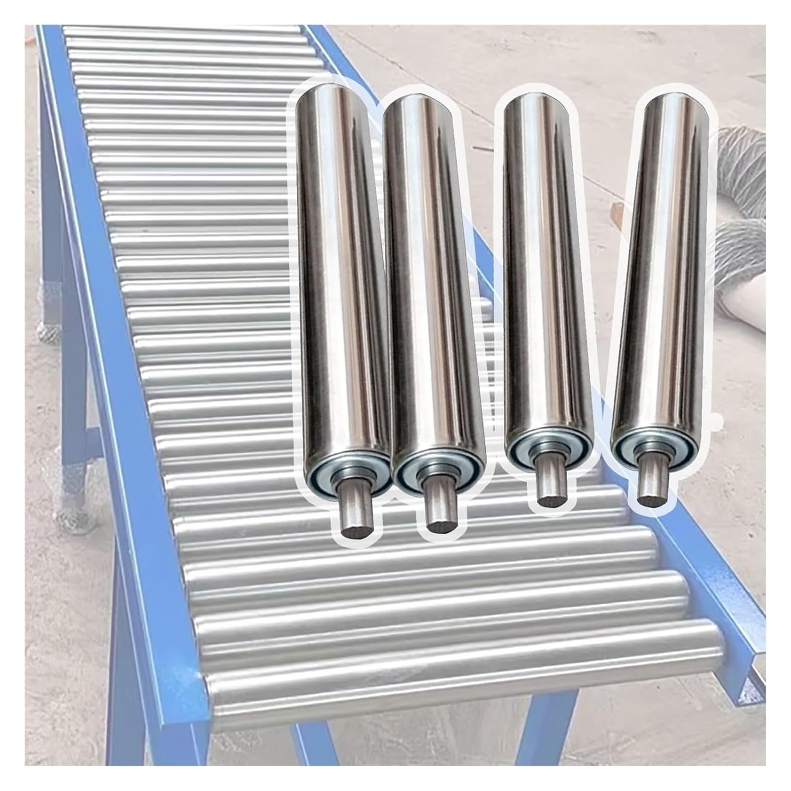 Rouleau de transport gravitaire 600mm inox pour centre de tri