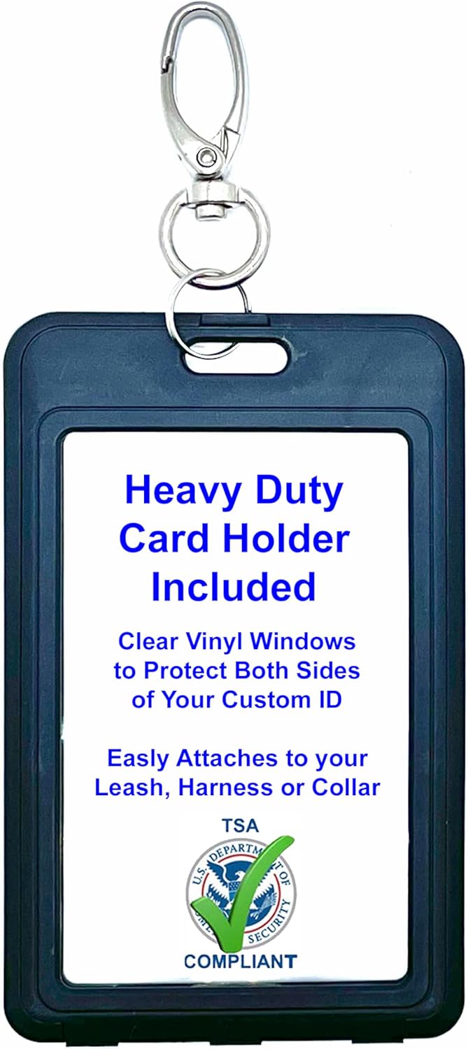 Just 4 Paws Custom PTSD Service Dog ID Card with QR Code & Security Seal and Optional Holograph | Registration to U S Service Dogs Registry Plus ID Holder & Digital ID - Portrait Style