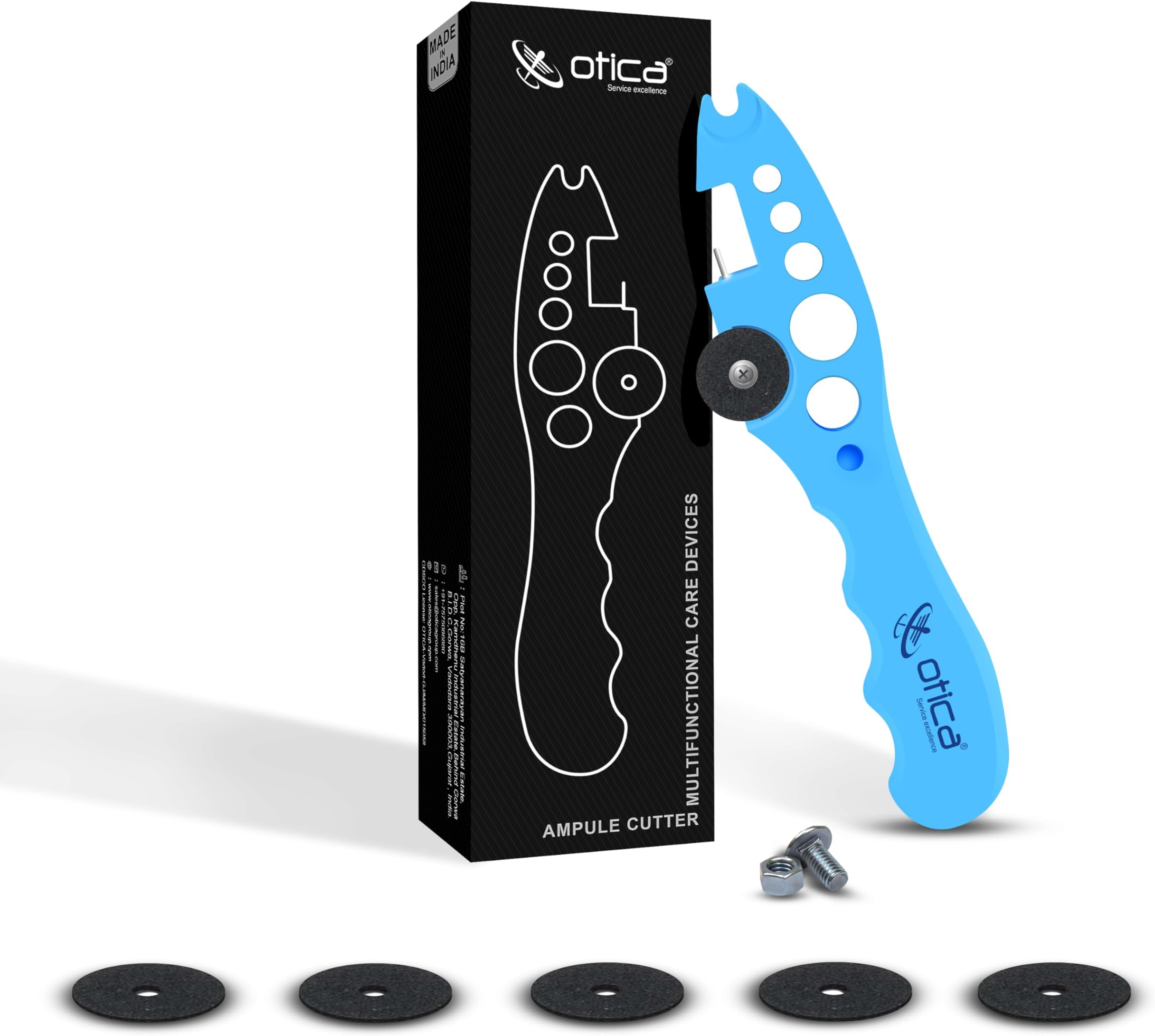 OTICA Ampoule Cutter for Doctors Nurse, Glass Bottle Cap Remover Cutter Ampule Breaker for Hospital and Clinic (Blue) (OTAC-3)