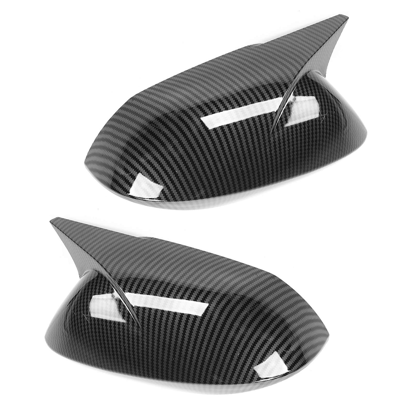 Pair Side Mirror Cover Horn Protector Housing Fit for Corolla Sedan Hatchback Side Mirror Shell Car Exterior Parts(Carbon fiber pattern)