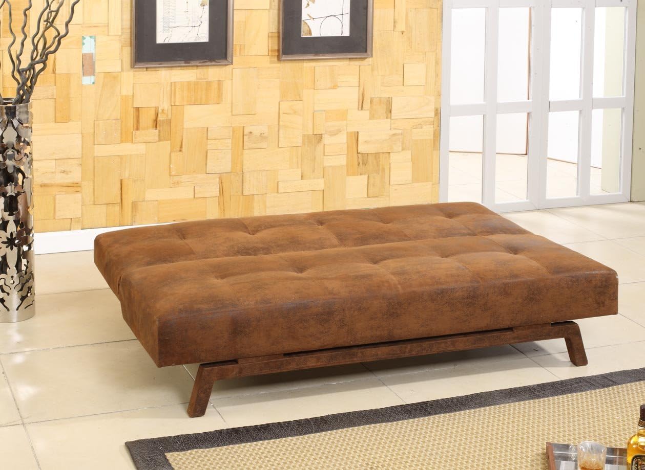 King's Brand Rustic Brown Fabric with Adjustable Back Klik Klak Sofa Futon Bed Sleeper