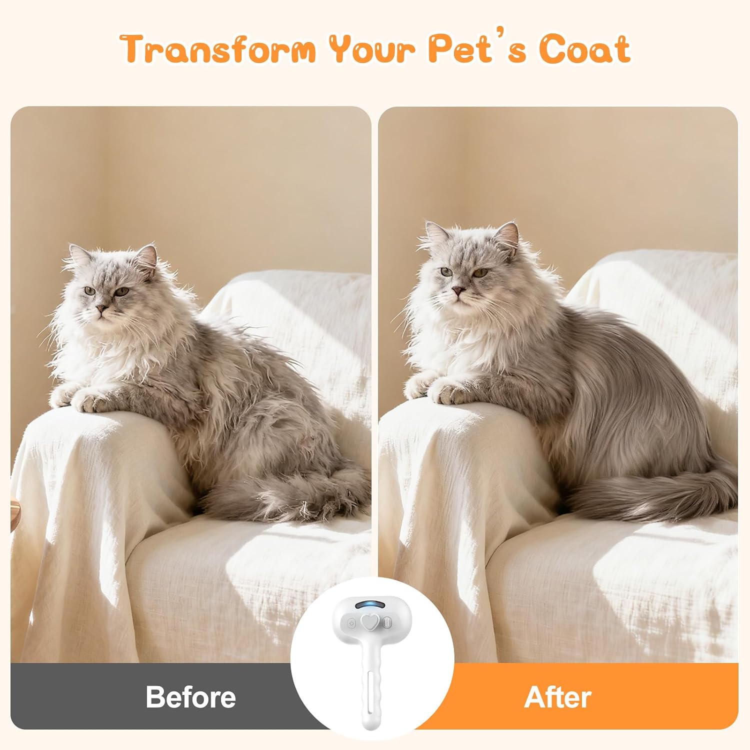 Pet Steam Brush for Dogs Cats 3-in-1 Professional Grooming Brush with Steam Mist Technology for Effective Shedding Hair Removal Self-Cleaning Spray Comb for Long/Short Haired Pets (White) image 3