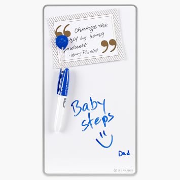 U Brands Magnetic Dry Erase Board White Board Value Pack, 6 x 11, Frameless, Includes 3 Magnetic Markers