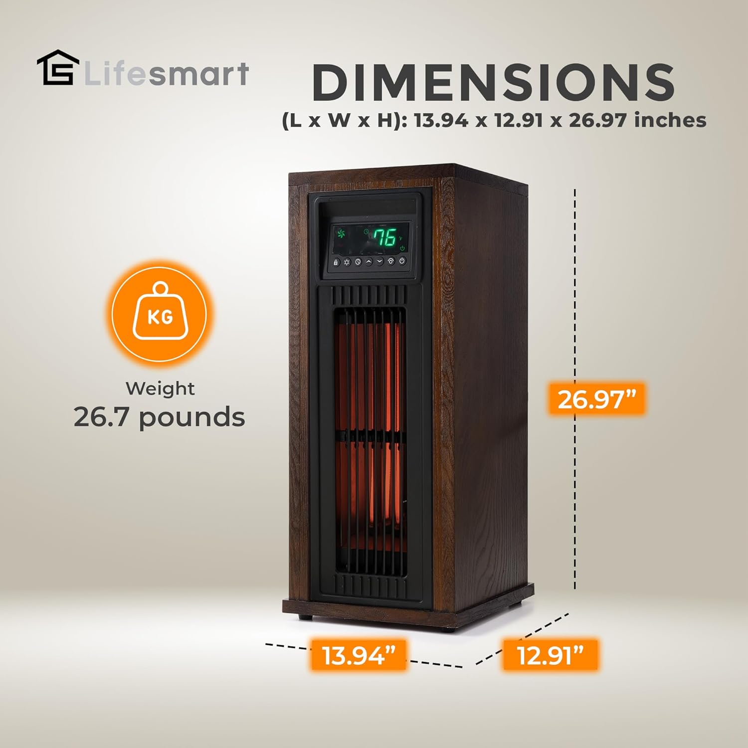 LifeSmart Tower Heater dimensions