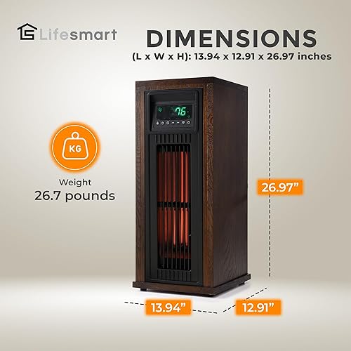 Miniatura 3 de LifeSmart LifePro - Calentador eléctrico portátil de 23 pulgadas para uso en interiores con 3 elementos calefactores, termostato y control remoto,