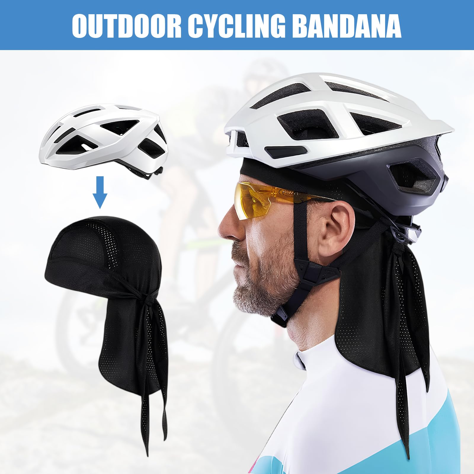 3 Bandanas Transpirables para Ciclismo - Pañuelo Técnico Biker bajo Casco | Absorbe Sudor UV 50+ | Bandana Cabeza Ciclismo Verano para Hombre | Bandana Under Helmet Multideporte