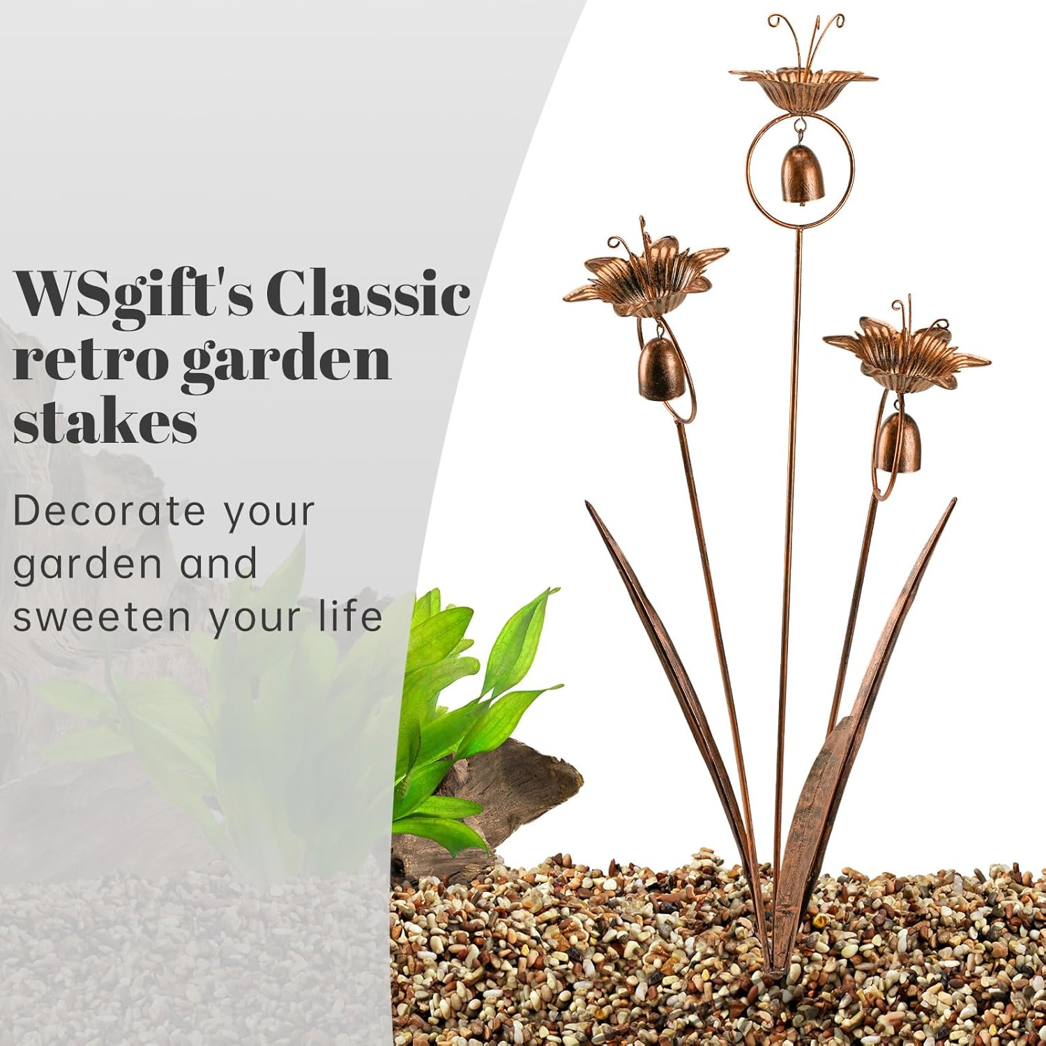 WSgift Metal Calla Lilies Flowers with Bells for Outside Yard Art Bronze Wind Chime