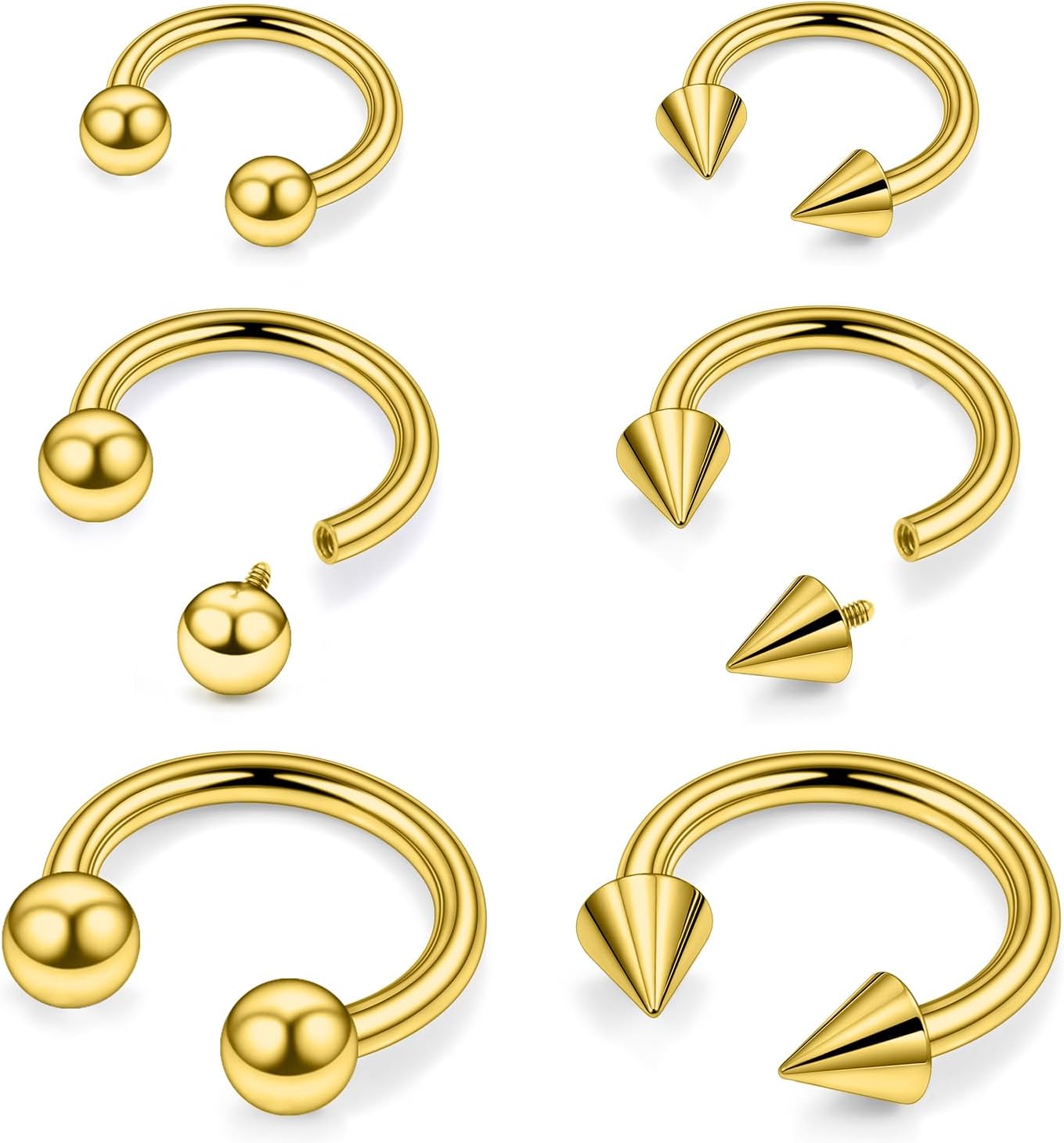 18G 16G 14G Internally Threaded Surgical Steel Nose Septum Horseshoe Hoop Earring Eyebrow Tragus Helix Lip Rings Smiley Piercing Jewelry