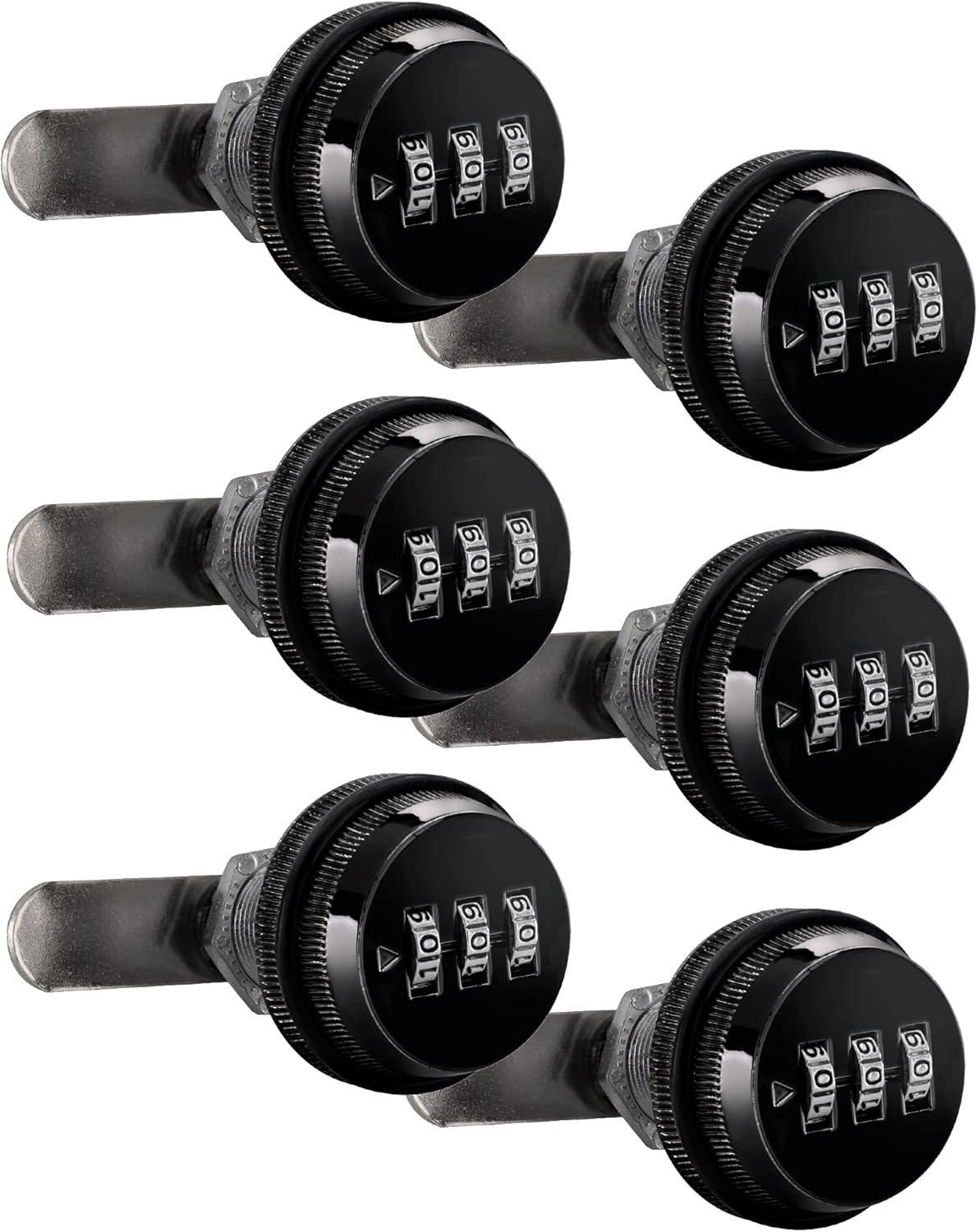 RecPro RV Combination Cam Lock | for 5/8 Thick Door | 3-Digit 3/4 Cylinder Lock Replacement for Baggage Door, Box, Cabinet, and More (6-Pack, Black)