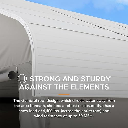 Miniatura 4 de SUNJOY Gambrel - Cenador de techo rígido de 12 x 20 pies con carcasa de tela y paredes laterales, garaje resistente con techo y marco de acero