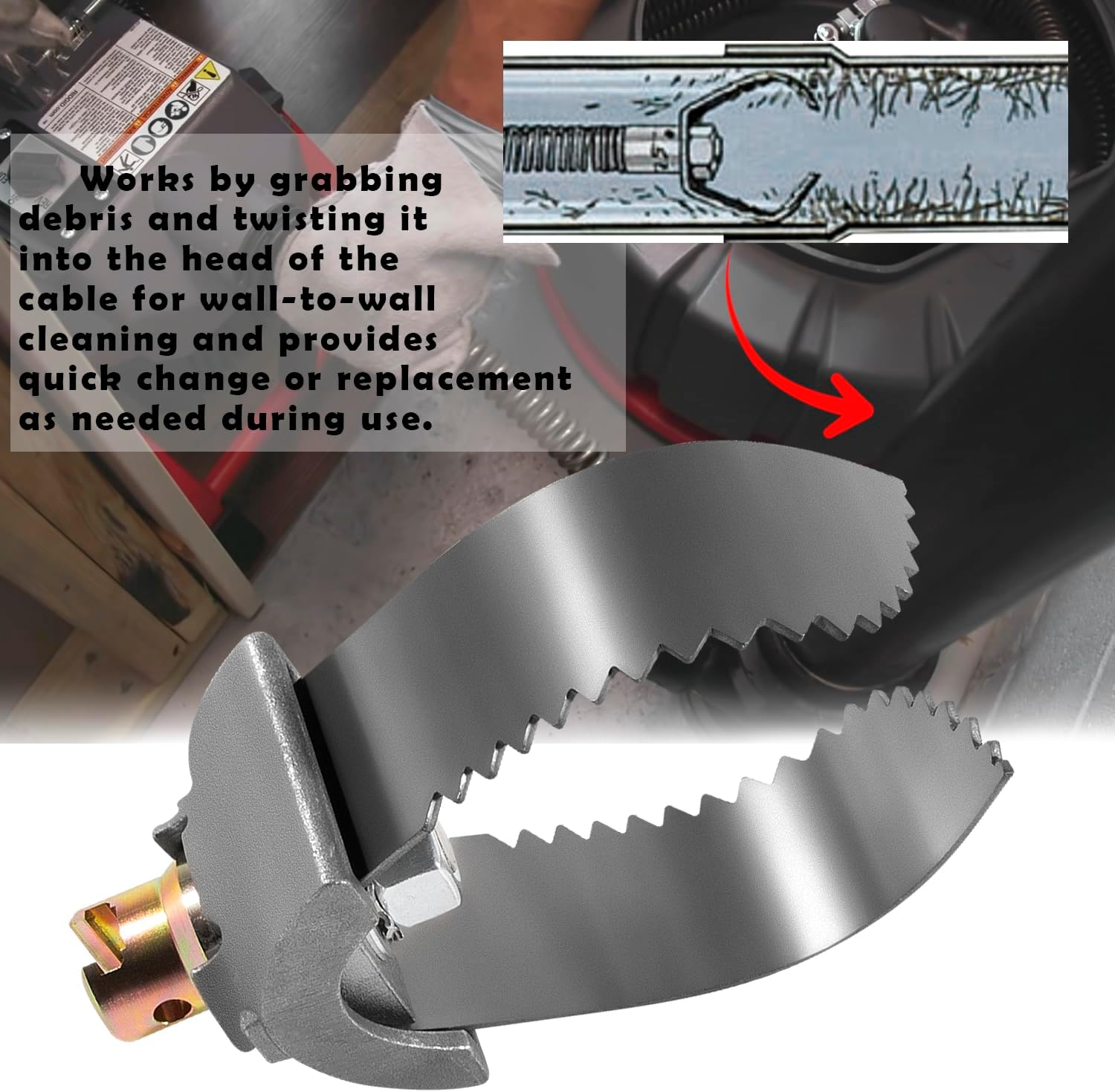52822 Model T-232 H-D 3""C" Cutter, Cable Coupler Drain Cleaning Tool, Compatible with RIDGID K-400 Drum Machine, RIDGID K-3800 Drum Machine, or RIDGID K-50 Sectional Machine