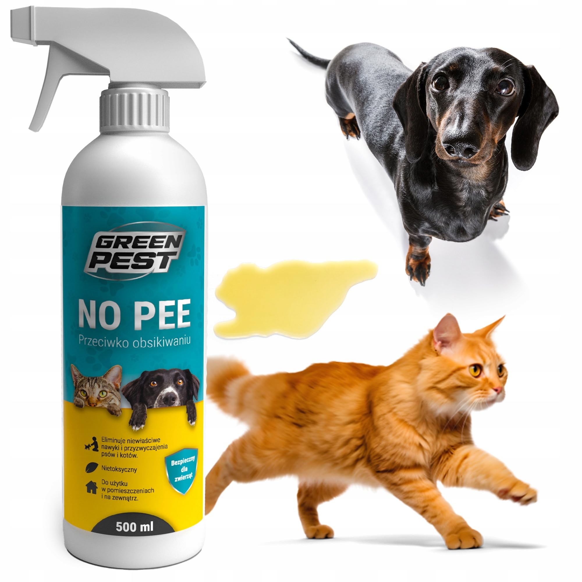 GREEN PEST NO PEE 500 ml - Spray contre uriner pour chiens et chats - Sans danger pour les animaux - Neutralise les odeurs - Pour l'intérieur et l'extérieur - Aide à l'entraînement à la correction du