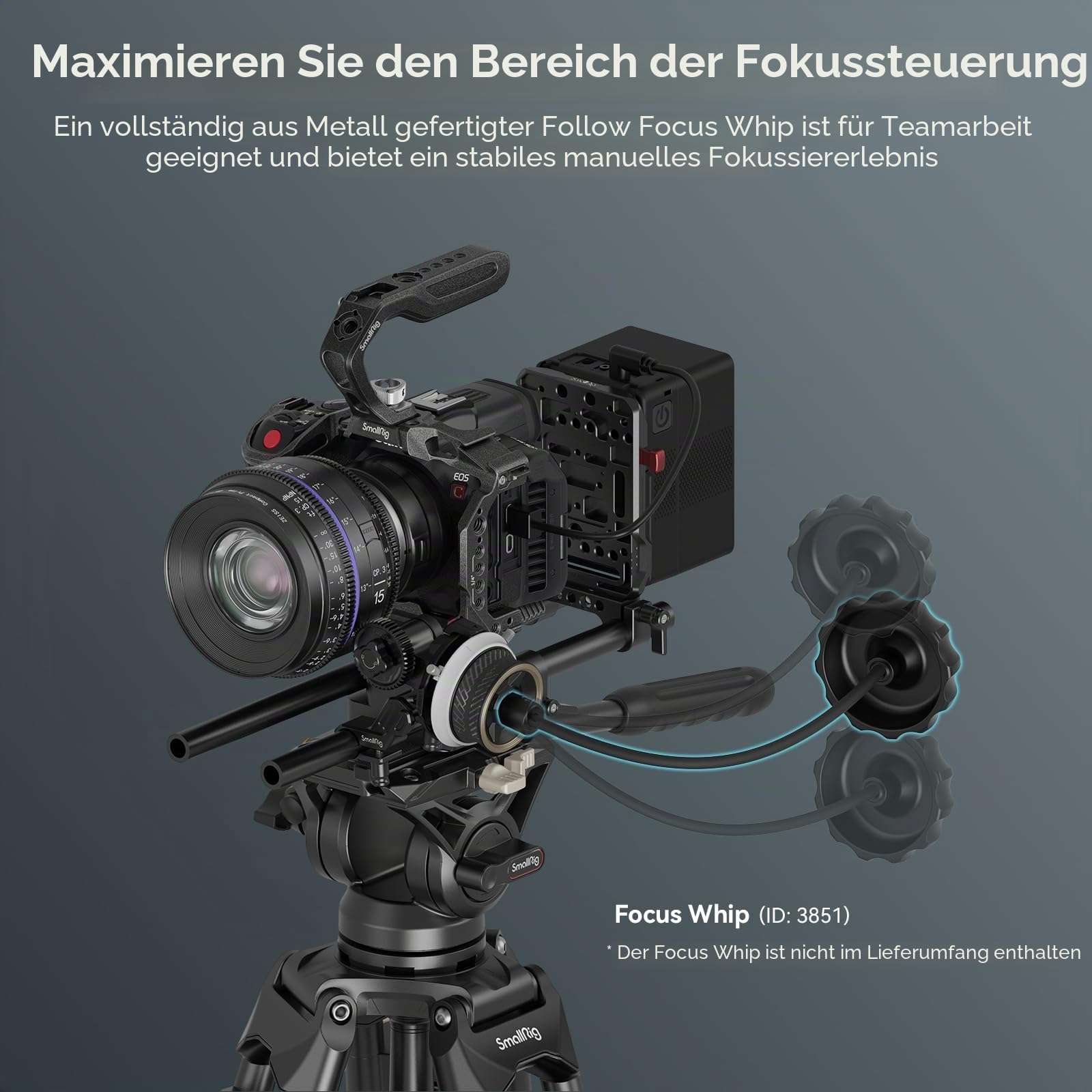 SMALLRIG Mini Follow Focus mit A/B-Anschlägen, 15mm-Stangenklemme und Aufsteckbarem Zahnriemen für DSLRS und Spiegellose Kameras, Passend für Objektive mit Durchmessern bis zu 114mm – 3010D