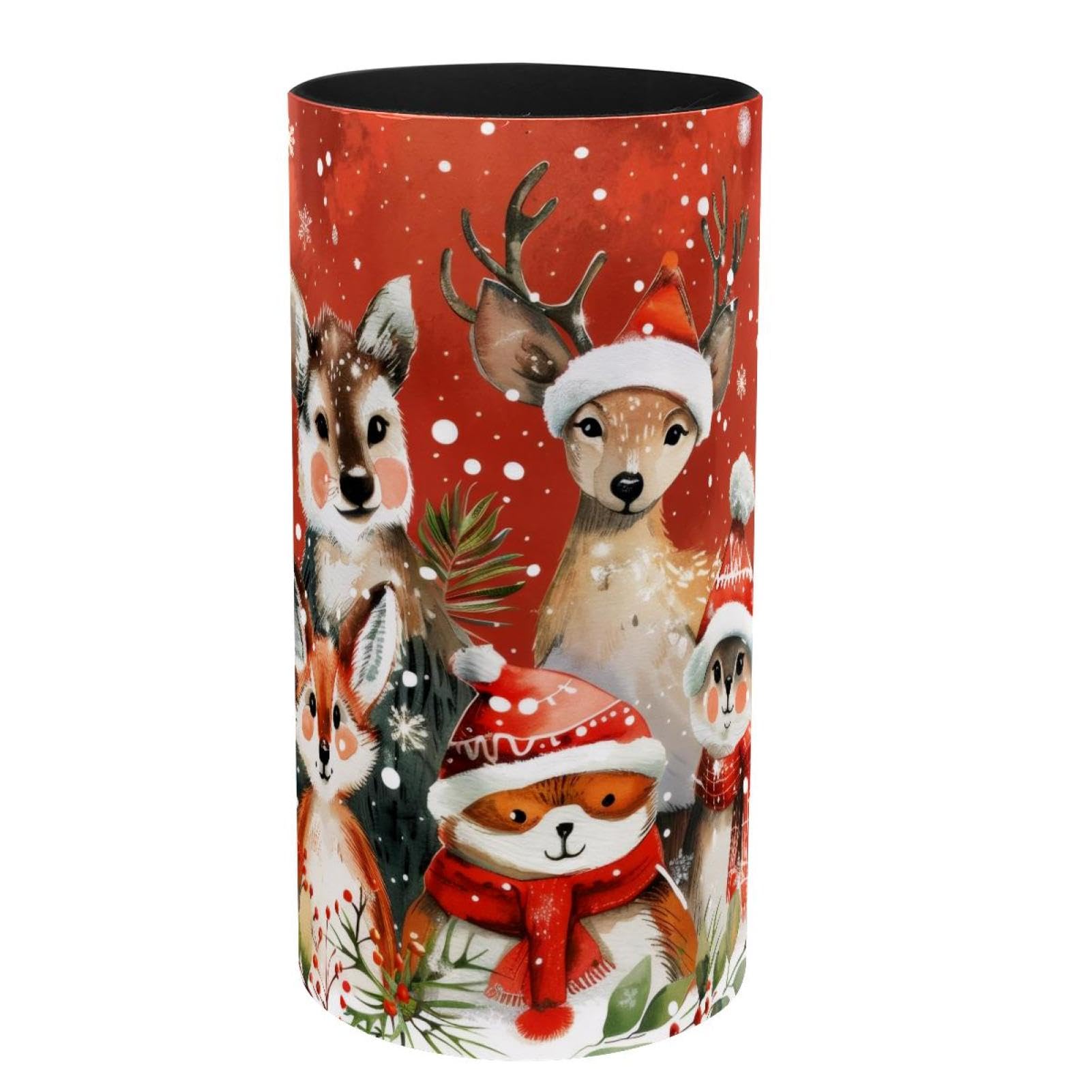 Boîte à musique en métal Noël rouge et pot à crayons pour bureau