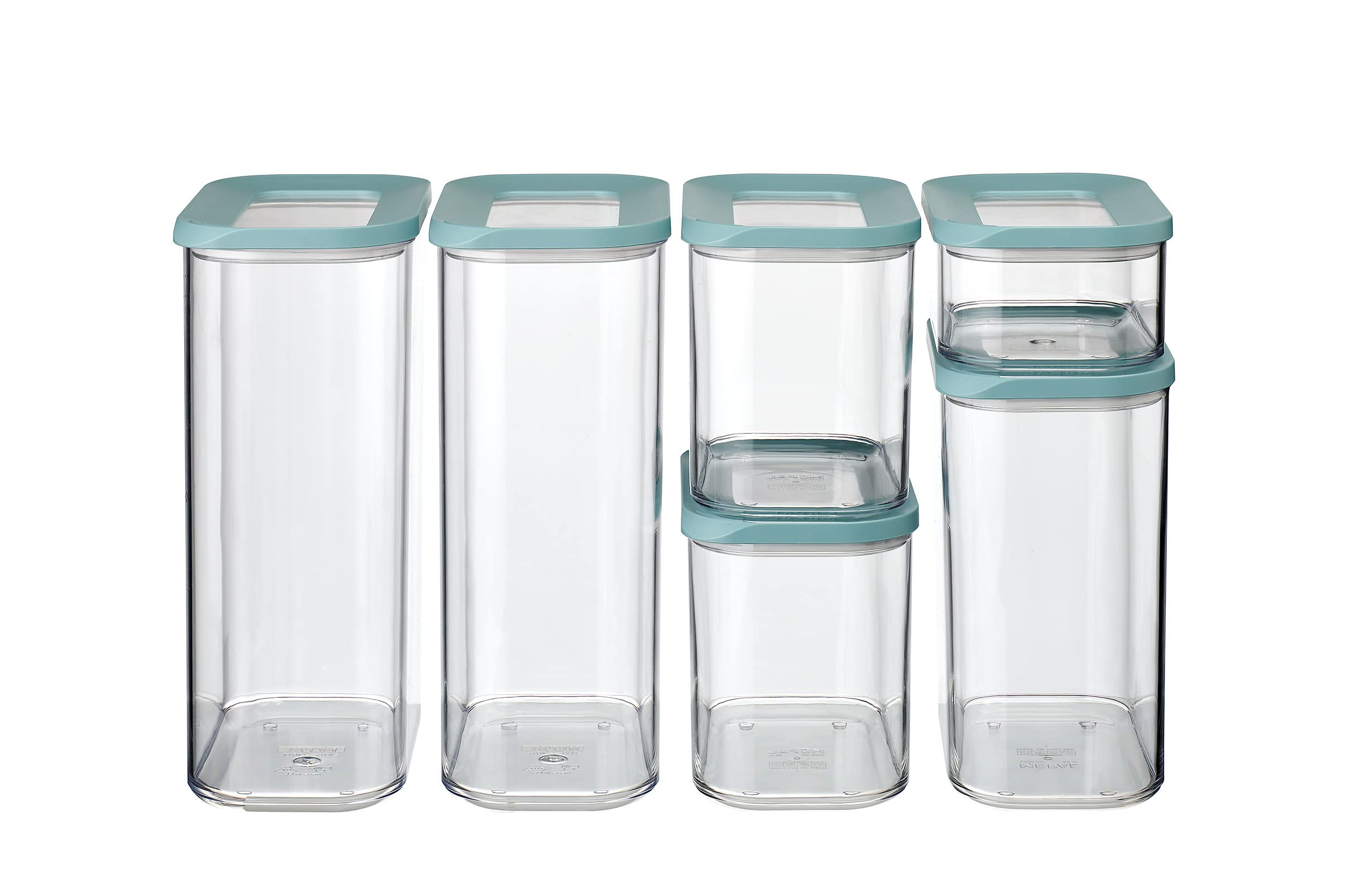 Mepal - Vorratsbehälter Modula 6-teiliges Set - Aufbewahrungsboxen mit Deckel - Küchenorganizer & Vorratsboxen - Stapelbar & Luftdicht - 2x 2000 ml, 2x 1000 ml, 1x 1500 ml & 1x 425 ml - Nordic Green