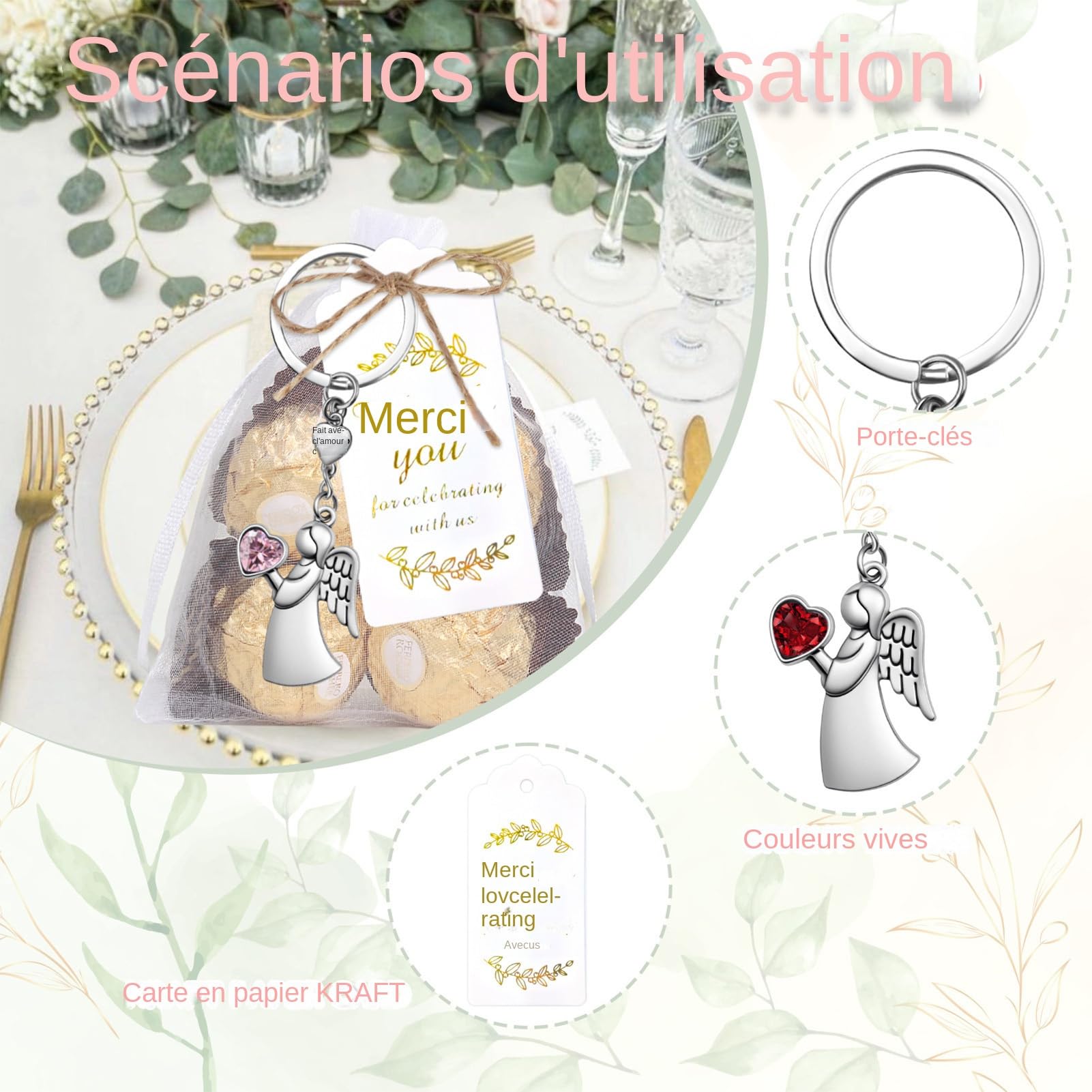 Portachiavi In Lega Ornamento Con Strass E Cartellino | Ciondolo Angelo In Lega Per Decorazione Portachiavi Per Ragazze Donne Adulti Borsa Zaino Bagaglio Scuola Viaggio Trasporto