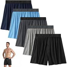 IGOLUMON Mens Boxer Shorts Bamboo Rayon Underwear Breathable Boxers 5 Pack | Classic Relaxed Fit with Button Fly, Ultra Soft Bamboo Rayon, Stretch Tagless Boxer Shorts for Sleep, Travel & Daily Wear