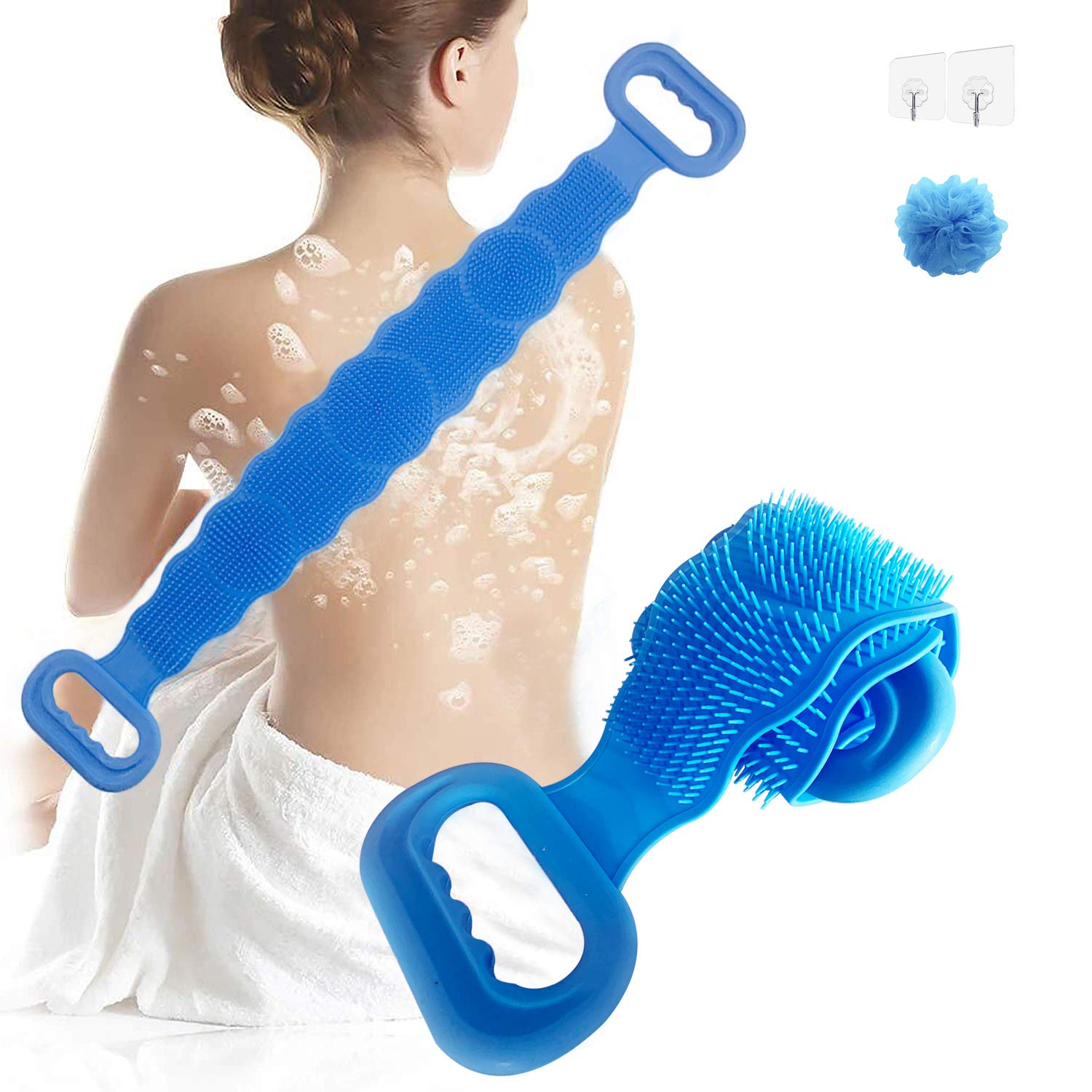 Silicone Body Scrubber for Shower,Bath Body Brush for Men Women, Easy to Clean Washer Exfoliating More Hygienic for Men and Women (Giveaway :1 bath shower & 2 hook up)